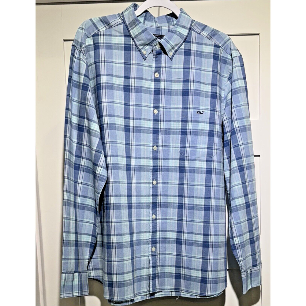 VINEYARD VINES BLUE PLAID BUTTON DOWN LONG SLEEVE MEN'S HARBOR SHIRT XL